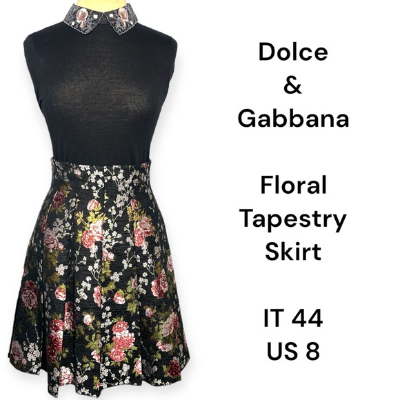 Dolce & Gabbana Dresses & Skirts - Dolce & Gabbana black with multicolor floral brocade a line skirt US size 8